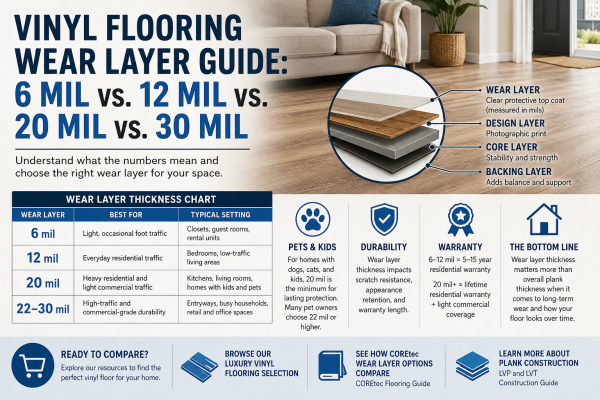 Vinyl Flooring Wear Layer Guide: 6 Mil vs. 12 Mil vs. 20 Mil vs. 30 Mil